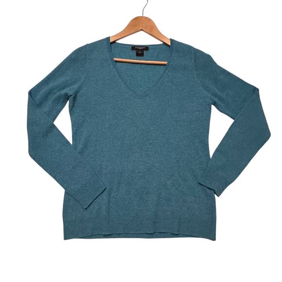 Ann Taylor Factory Aqua Cashmere V-neck Sweater Size Medium - Picture 1 of 5